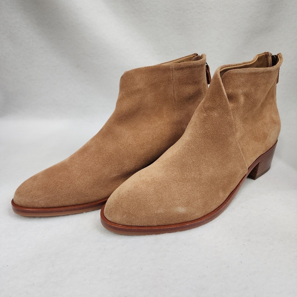 Soludos Venetian Womens 10 Bootie Brown Leather Ankle Round Toe Rear Zip Boot